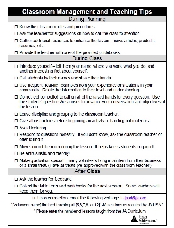 sample classroom management plan