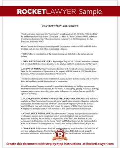 sample construction contract sample construction agreement form template