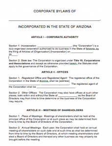 sample corporate resolution arizona corporate bylaws