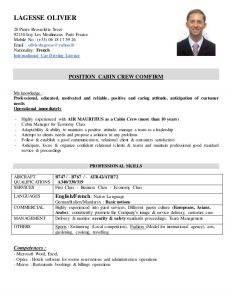 sample cv template cv lagesse cabin crew english