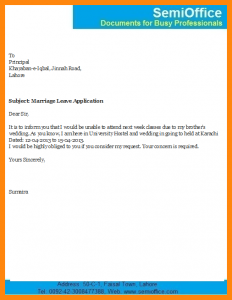 sample cv template leave application for marriage wedding leave application format free download