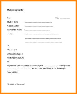 sample divorce paper sick leave letter format