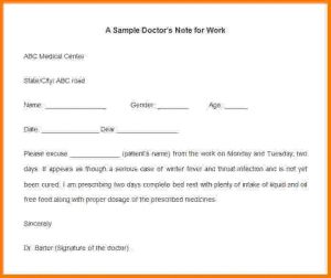 sample doctor note doctor note for work sample doctors note template for work