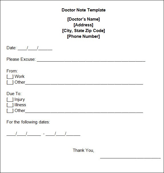 sample doctor note