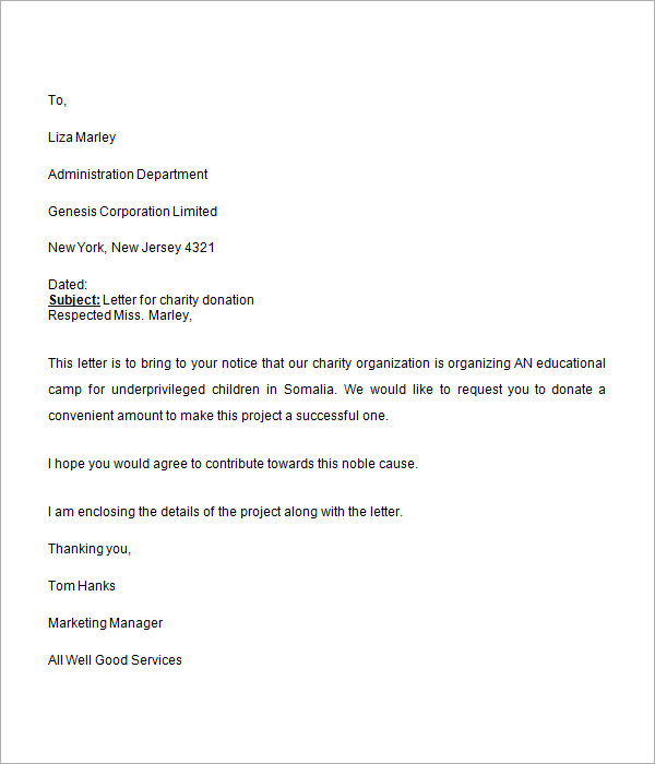 sample donation request letter