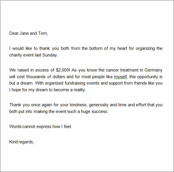 Sample Donation Thank You Letter Template Business