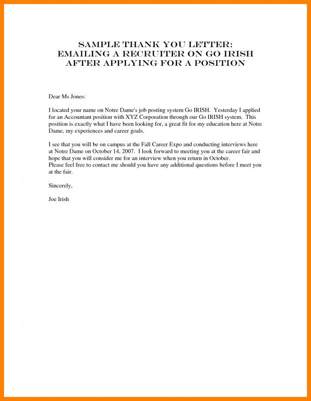 Sample Email To Recruiter Template Business