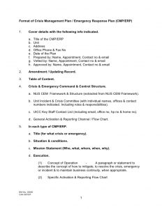 sample emergency action plan format of crisis management plan emergency response plan