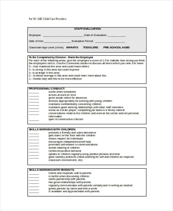 Sample Employee Evaluation | Template Business
