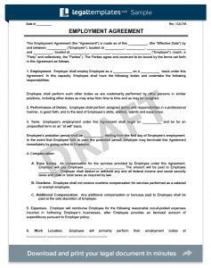 sample employment contract employment agreement form template