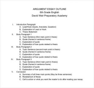 sample essay outline example of a argument essay outline