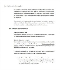 sample executive summary your best executive summary ever template free sample