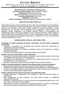 sample federal resume supervisory contract specialist