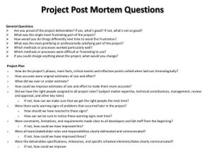 sample incident report project post mortem questions n