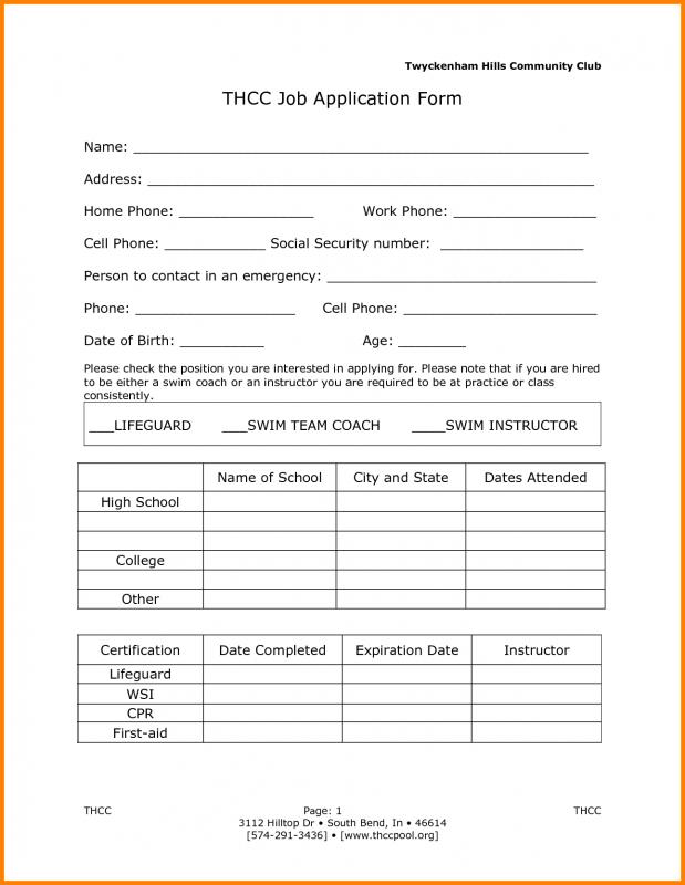 sample job application