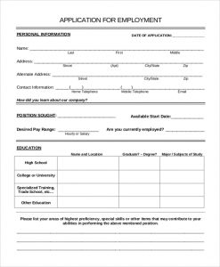 sample job application sample job application form