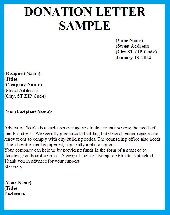 Sample Letter Asking For Donation