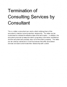 sample letter for termination of services nass termination of consulting services by consultant