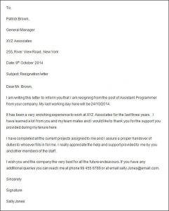 sample letter of employment formal resignation letter template download letter format