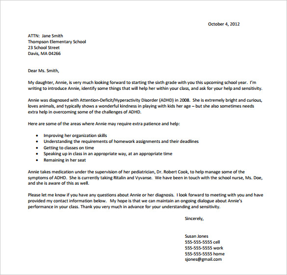 Sample Letter To Teacher From Parent About Child Progress Template 