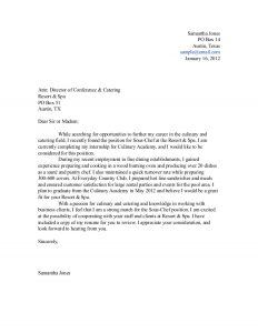 sample letters of recommendation for students culinary student cover letter