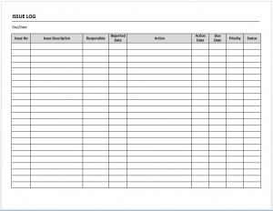 sample mileage log issue log template