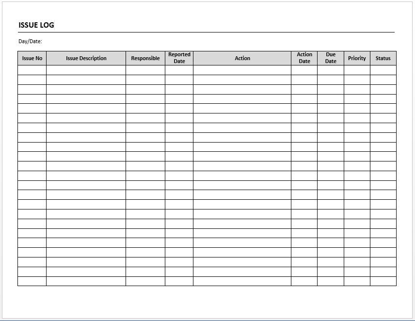 sample mileage log