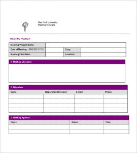 sample minute of meeting simple meeting agenda template