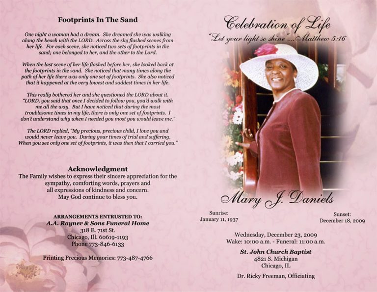 Free Obituary Template For Mother