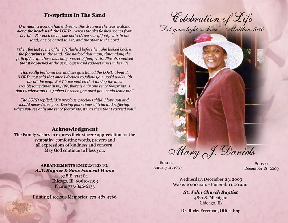 obituary program samples