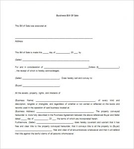 sample of bill of sale business bill of sale free download