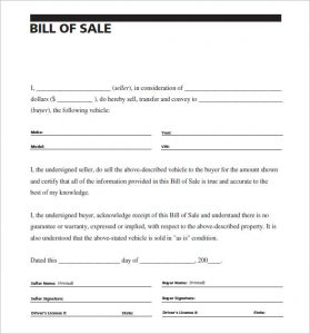 sample of bill of sale carscom vehivle bill of sale of car