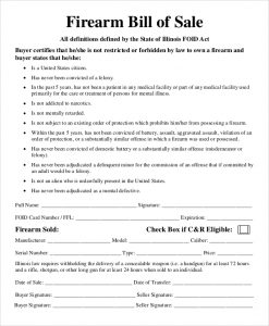 sample of bill of sale sample firearm bill of sale form