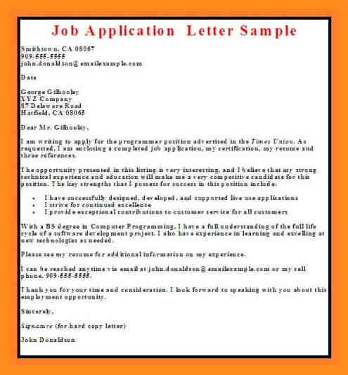 application letter letter head