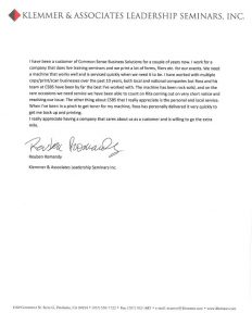 sample of business letters klemmer testimonial letter