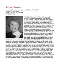 sample of obituary obituary example