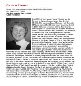 sample of obituary obituary template example