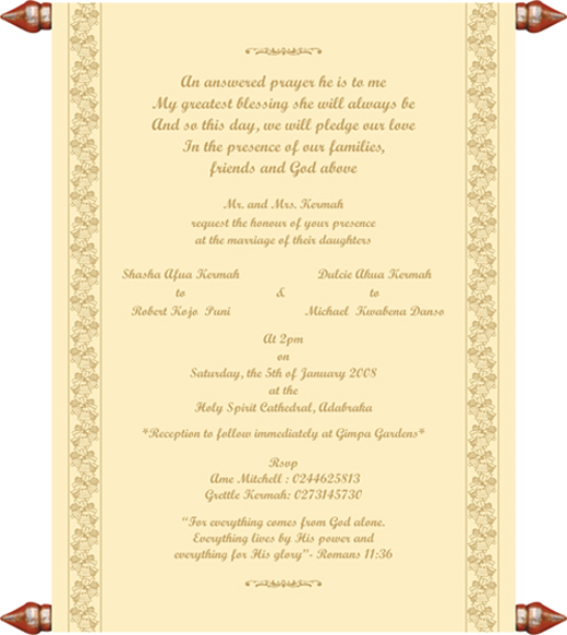 sample of wedding programme