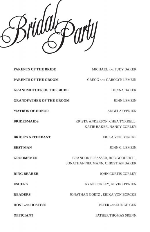 sample of wedding programme