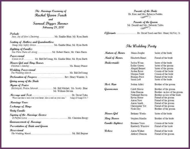 sample of wedding programs