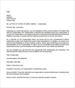 sample offer letter employment job offer letter