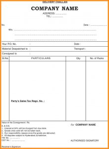 sample order form delivery challan sample