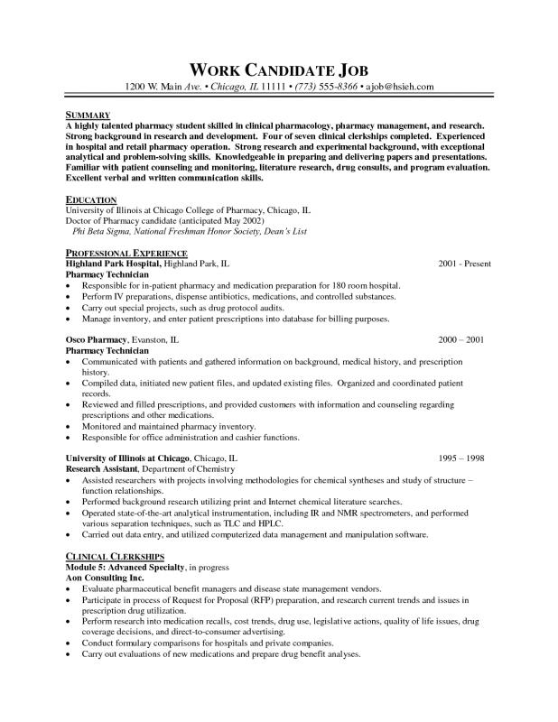 sample pharmacist resume