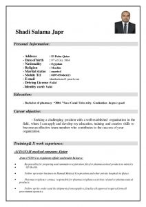 sample pharmacist resume shadi salama cv pharmacist