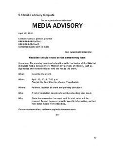 sample press release for event crisis communications handbook