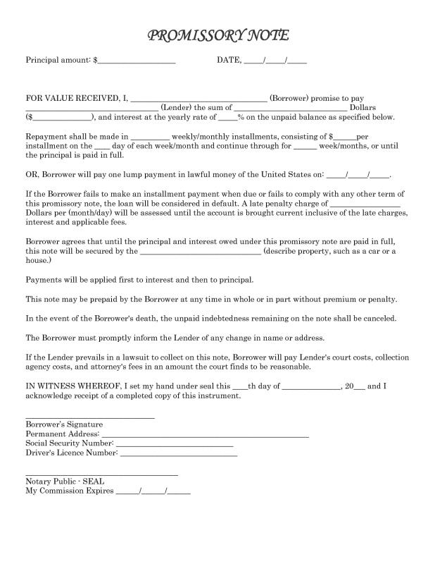 sample promissory note