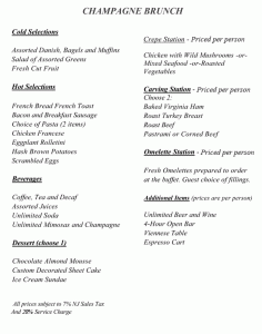 sample proposal template menu champagne brunch