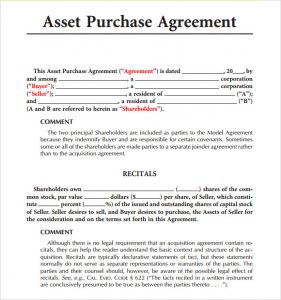 sample purchase agreement model asset purchase agreement