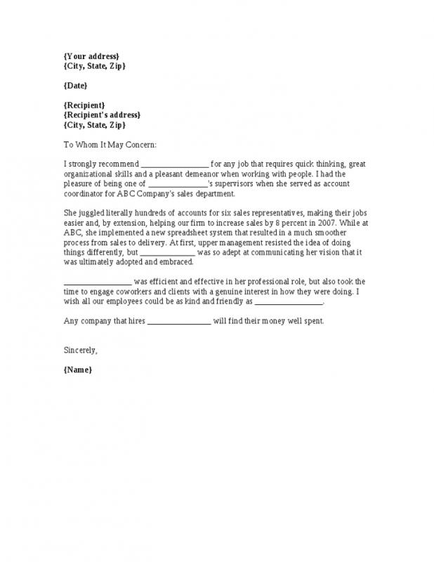 sample recommendation letters