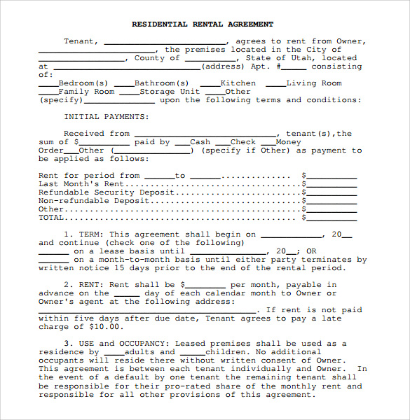 sample rental agreement